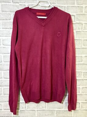 Stockhomme  Men's V-Neck long sleeve Sweater in pink- large